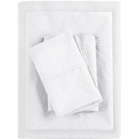 Madison Park Peached 100% Percale Cotton Breathable Absorbent Ultra Soft Luxury Premium Hotel Bed Sheet Set Bedding, Twin Size, White, 3 Piece