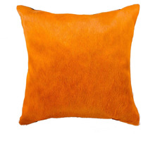 HomeRoots Decor 18" X 18" X 5" Orange Cowhide Pillow