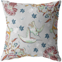 Amrita Sen Bird Amla Broadcloth Indoor Outdoor Blown and Closed Pillow Gray