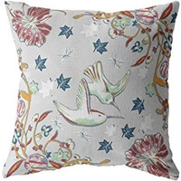 Amrita Sen Bird Amla Broadcloth Indoor Outdoor Blown and Closed Pillow Gray