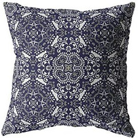 Amrita Sen Boho Sky Broadcloth Indoor Outdoor Blown and Closed Pillow Navy