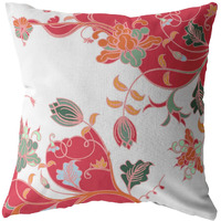 Amrita Sen Carnation Garden Broadcloth Indoor Outdoor Zippered Pillow Red on White