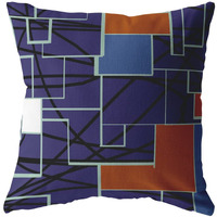 Amrita Sen Square Patches Broadcloth Indoor Outdoor Zippered Pillow Navy