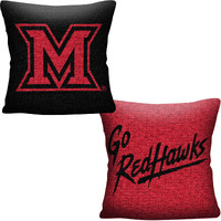 The Northwest Company NCAA Miami (Ohio) Redhawks Double Sided Woven Jacquard Pillow, 20" x 20", Invert