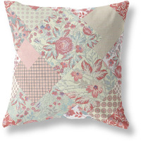 Amrita Sen Arizona Floral Patches Indoor/Outdoor Pillow in Peach Pink 20x20