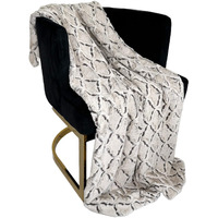 Plutus Brands Brown Beige Diamond Faux Fur Luxury Throw Blanket