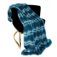 Plutus Brands Teal Fluffy Fields Faux Fur Luxury Throw Blanket