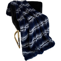 Plutus Brands Navy Fluffy Fields Faux Fur Luxury Throw Blanket