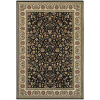 HomeRoots 509105 10 x 13 ft. Black & Ivory Oriental Power Loom Stain Resistant Rectangle Area Rug