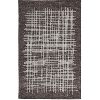 HomeRoots 514325 8 x 10 ft. Brown & Ivory Wool Plaid Hand Tufted Handmade Stain Resistant Rectangle Area Rug