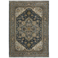 HomeRoots 508062 5 x 8 ft. Blue & Green Oriental Power Loom Rectangle Area Rug with Fringe