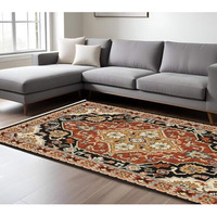 HomeRoots 509231 8 x 11 ft. Black Orange & Beige Oriental Power Loom Stain Resistant Rectangle Area Rug with Fringe