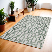 HomeRoots 511101 10 x 13 ft. Wool Geometric Tufted Handmade Area Rug Ivory & Green