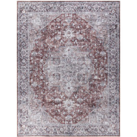 HomeRoots 533135 9 x 12 ft. Red & Ivory Floral Power Loom Distressed Washable Rectangle Area Rug