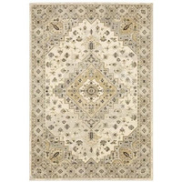 HomeRoots 508858 6 x 9 ft. Beige Gray Tan & Brown Oriental Power Loom Stain Resistant Rectangle Area Rug