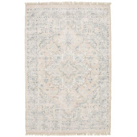 HomeRoots 509452 8 x 10 ft. Beige & Gray Oriental Hand Loomed Stain Resistant Rectangle Area Rug with Fringe