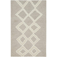 HomeRoots 512790 8 x 10 ft. Gray & Ivory Wool Geometric Hand Tufted Handmade Stain Resistant Rectangle Area Rug