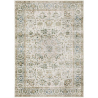 HomeRoots 510410 7 x 10 ft. Gray Orange Blue Gold Green & Rust Oriental Printed Stain Resistant Non Skid Rectangle Area Rug