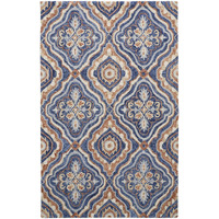 HomeRoots 512166 5 x 8 ft. Blue Orange & Ivory Wool Geometric Hand Tufted Handmade Stain Resistant Rectangle Area Rug