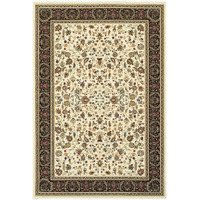 HomeRoots 509108 4 x 6 ft. Ivory & Black Oriental Power Loom Stain Resistant Rectangle Area Rug