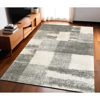 HomeRoots 507880 1.96 x 62.99 x 90.55 in. 5 Gray Ivory & Silver Geometric Shag Power Loom Stain Resistant Rectangle Area Rug