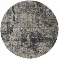 HomeRoots 507860 8 ft. Gray Abstract Power Loom Stain Resistant Round Area Rug