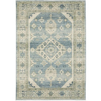 HomeRoots 508440 10 x 13 ft. Blue Gray Beige & Teal Oriental Power Loom Stain Resistant Rectangle Area Rug