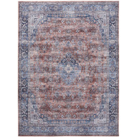 HomeRoots 533339 9 x 12 ft. Blue & Red Oriental Traditional Power Loomed Distressed Washable Non Skid Rectangle Area Rug