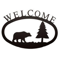 Village Wrought Iron Bear & Pine Welcome Home Sign Large