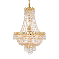 Elegant Lighting 1900D16G/RC Royal Cut Clear Crystal Century 8-Light, Two-Tier Crystal Chandelier, Gold Finish, 16" x 20"