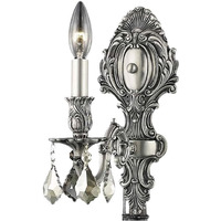 Elegant Lighting 9601W5PW-GT/RC Royal Cut Smoky Golden Teak Crystal Monarch 1-Light Crystal Wall Sconce, Finished in Pewter with Smoky Golden Teak Crystals