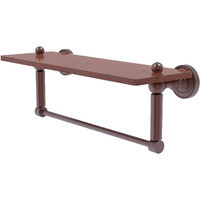 Allied Brass DT-1TB-16-IRW Dottingham Collection 16 Inch Solid IPE Ironwood Integrated Towel Bar Wood Shelf, Antique Copper