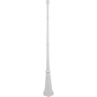 Gama Sonic Universal Outdoor Lamp Post for Solar Lights, White Cast Aluminum Pole, 3" Fitter Mount, 79" Tall, GS-DP55F-WHT