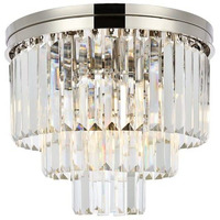 Elegant Lighting Sydney 9 Lt Polished Nickel Flush Mount Clear