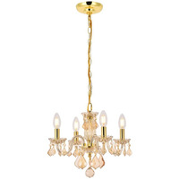 Elegant Lighting Value Rococo 4 Light Golden Shadow Pendant Golden Shadow (Champagne) Royal Cut Crystal