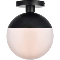 Living District Eclipse 1 Light Black Flush Mount with Frosted White Glass