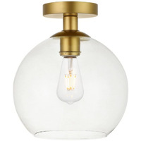 Elegant Lighting Living District Baxter 1 Light Brass Flush Mount with Clear Glass