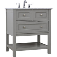 Elegant Decor Metropolis 30" Single Marble Top Bathroom Vanity in Gray