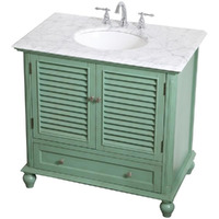 Elegant Decor Rhodes 36" Single Marble Top Bathroom Vanity in Vintage Mint