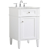 Elegant Decor Park Avenue 21" Metal MDF Marble Single Bathroom Vanity in White