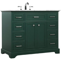 Elegant Decor Americana 42" Metal MDF Marble Single Bathroom Vanity in Green