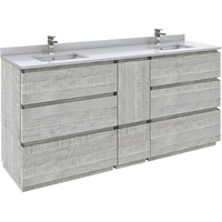 Fresca FCB31-301230ASH-FC-CWH-U Formosa 72" Floor Standing Double Sink Modern Bathroom Cabinet w/Top & Sinks in Sage Gray, White Ceramic Basin is Equipped with an Overflow and The Countertop