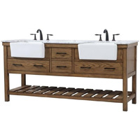 Elegant Decor Clement 72" Aluminum MDF Double Bathroom Vanity in Driftwood