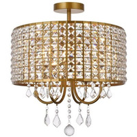 Living District Elise 4-Light Transitional Metal Flush Mount in Brass