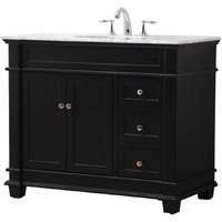 Elegant Decor Wesley 42" Solid Wood Steel Single Bathroom Vanity Set in Black