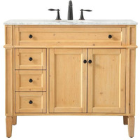 Elegant Decor Park Avenue 40" Aluminum MDF Single Bathroom Vanity - Natural Wood