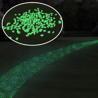 Garden Stones - Glow in The Dark Solar Pathway Pebble Lights, Green - 200 Count