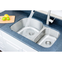 32 in. 18 Gauge Undermount 70-30 Double Bowl Stainless Steel Kitchen Sink