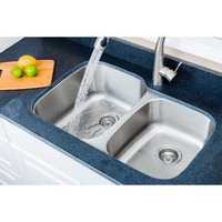 32 in. 16 Gauge Undermount 60-40 Double Bowl Stainless Steel Kitchen Sink