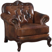 Victoria Rolled Arm Chair Tri-tone and Warm Brown